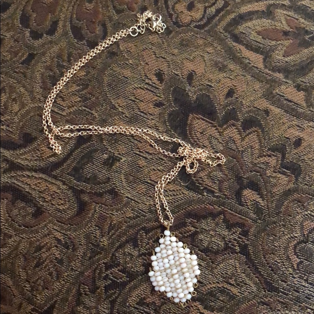 gold and cream bead necklace